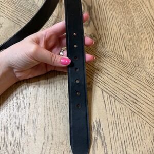 Dickies Mens Size Medium Black Belt Genuine Leather Silver Buckle Casual‎ Dress